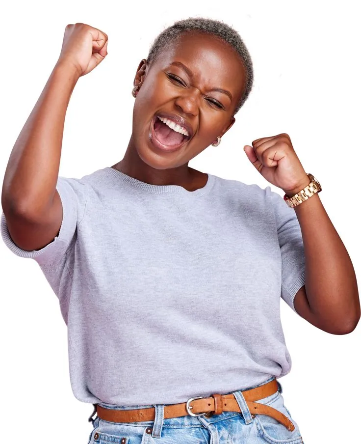 A Kingsway Heritage College student celebrating a competition win