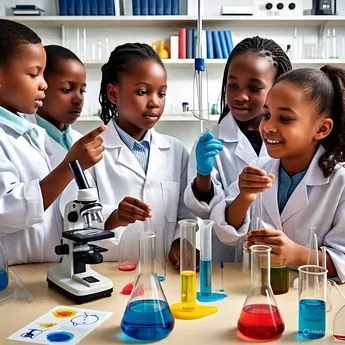 Students working with microscopes in the science laboratory
